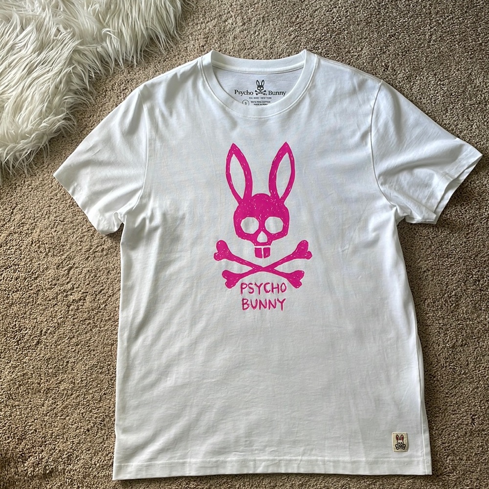 Psycho Bunny Jasper Graphic White/Pink Men's Tee Shirt